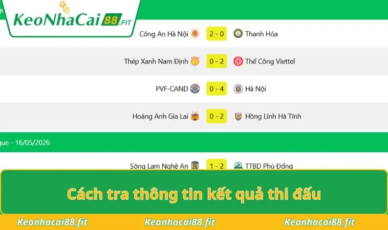 Cách tra thông tin kết quả thi đấu