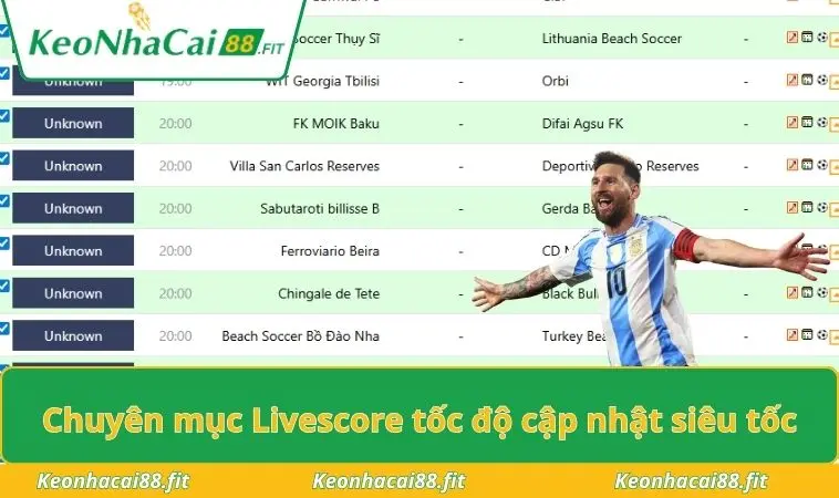 Chuyên mục Livescore tốc độ cập nhật siêu tốc