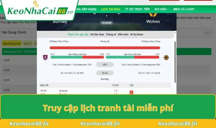 Truy cập lịch tranh tài miễn phí