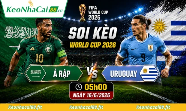 Soi kèo World Cup Ả Rập vs Uruguay, 05h00 ngày 16/6/2026