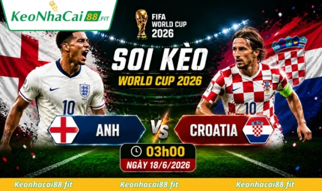 Soi kèo World Cup Anh vs Croatia, 17h00 ngày 17/6/2026