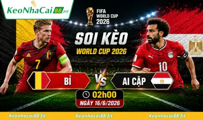 Soi kèo World Cup Bỉ vs Ai Cập, 02h00 ngày 16/6/2026
