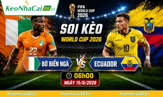 Soi kèo World Cup Bờ Biển Ngà vs Ecuador, 06h00 ngày 15/6/2026