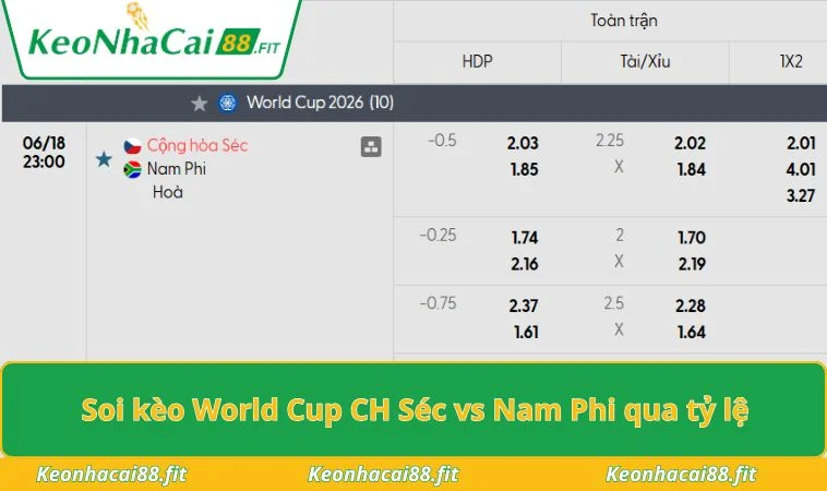 Soi kèo World Cup CH Séc vs Nam Phi qua tỷ lệ