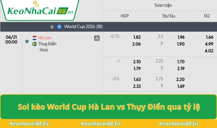 Soi kèo World Cup Hà Lan vs Thụy Điển qua tỷ lệ