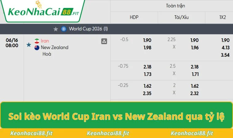 Soi kèo World Cup Iran vs New Zealand qua tỷ lệ