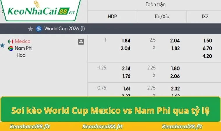 Soi kèo World Cup Mexico vs Nam Phi qua tỷ lệ