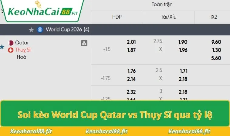 Soi kèo World Cup Qatar vs Thụy Sĩ qua tỷ lệ