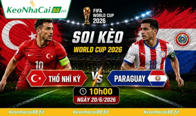 Soi kèo World Cup Thổ Nhĩ Kỳ vs Paraguay 10h00 ngày 20/6/2026