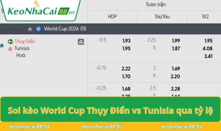 Soi kèo World Cup Thụy Điển vs Tunisia qua tỷ lệ